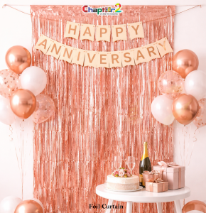 Rose Gold Foil Curtain Backdrop for Anniversary Decoration – Party Photo Background