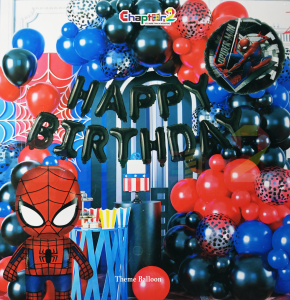 Spider-Man Theme Birthday Balloon Decoration Set – Superhero Party Backdrop Kit