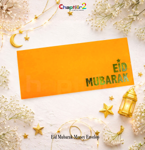 Bright Orange Eid Mubarak Money Envelope – 6 Inch Eidi Cash Envelope (Pack of 10) | Premium Foil Print