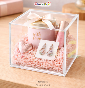 Transparent Acrylic Gift Box 4.5×4.5×4.5 Inch – 3mm Clear Acrylic Hamper Display Box