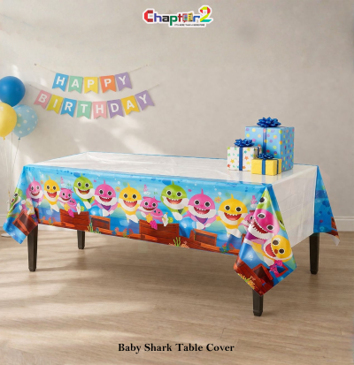Baby Shark Birthday Table Cover 6x3 ft – Cartoon Shark Theme Party Table Sheet for Kids Birthday Decoration