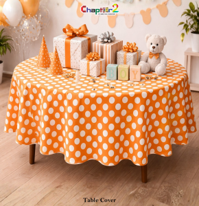 Orange Polka Dot Table Cover 54x72 Inches – Disposable Party Table Cloth for Birthday & Events