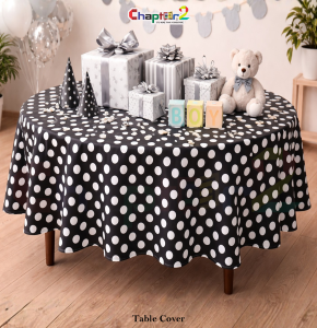 Black Polka Dot Table Cover 54x72 Inches – Disposable Party Table Cloth for Birthday & Events