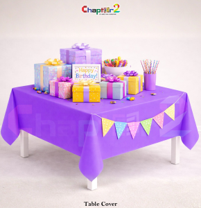 Purple Birthday Table Cover 54x72 Inches – Disposable Plastic Party Table Cloth for Events & Celebrations