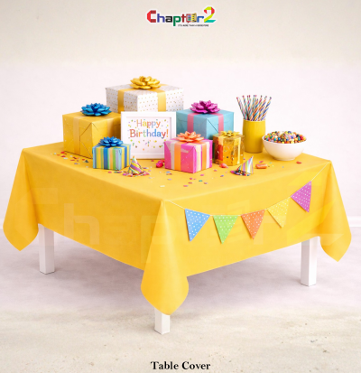 Yellow Plastic Table Cover 54x72 Inches – Disposable Party Table Cloth for Birthday & Events