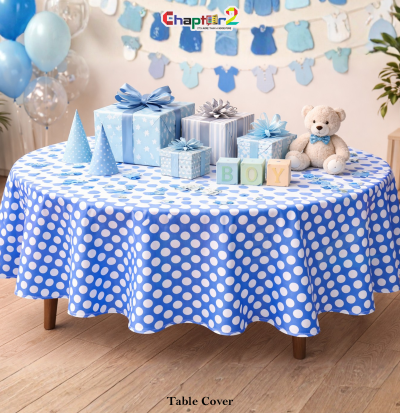 Blue Polka Dot Table Cover 54x72 Inches – Disposable Party Table Cloth for Birthday & Events