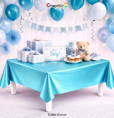 Teal Blue Metallic Table Cover 54x72 inches – Glossy Party Table Sheet for Birthday & Event Decoration