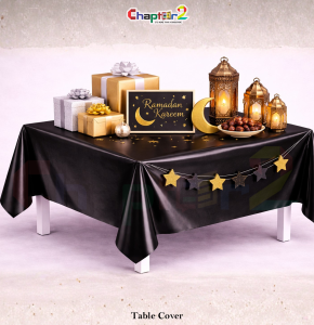 Black Metallic Table Cover 54x72 inches – Glossy Party Table Sheet for Event Decoration