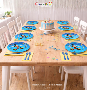 Mickey Mouse Theme Disposable Paper Plates 7x7 Inches – Birthday Party Plates Set (Pack of 10)