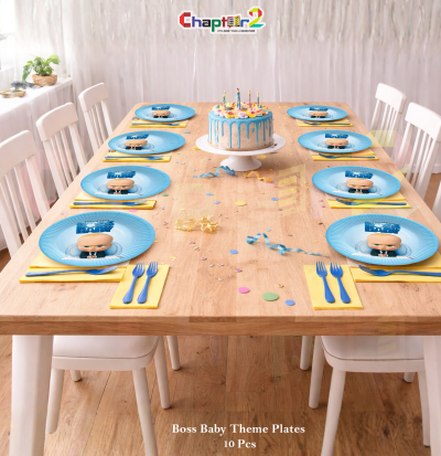 Boss Baby Theme Disposable Paper Plates 7x7 Inches – Birthday Party Plates Set (Pack of 10)