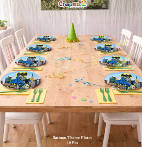 Batman Theme Disposable Paper Plates 7x7 Inches – Birthday Party Plates Set (Pack of 10)