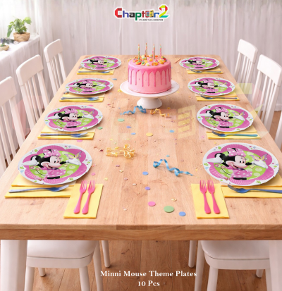 Minnie Mouse Theme Disposable Paper Plates 7x7 Inches – Birthday Party Plates Set (Pack of 10)