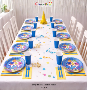 Baby Shark Theme Disposable Paper Plates 7x7 Inches – Birthday Party Plates Set (Pack of 10)