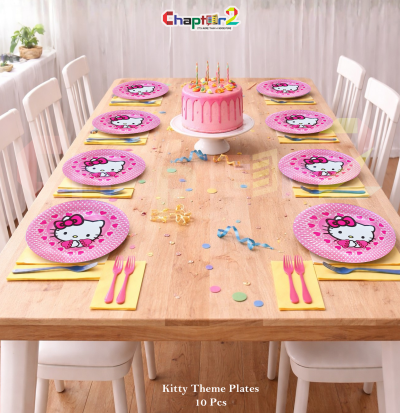Hello Kitty Theme Disposable Paper Plates 7x7 Inches – Pink Birthday Party Plates Set (Pack of 10)