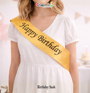 Happy Birthday Satin Sash Gold (32 Inch) – Birthday Party Celebration Sash