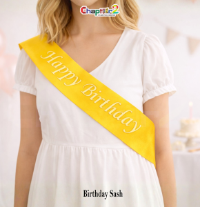 Happy Birthday Satin Sash Yellow (32 Inch) – Birthday Party Celebration Sash