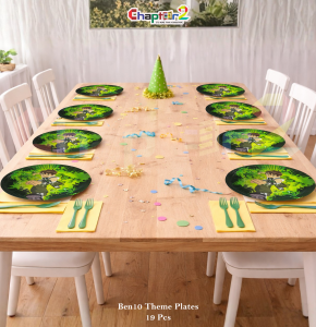 Ben 10 Theme Disposable Paper Plates 7x7 Inches – Kids Birthday Party Plates Set (Pack of 10)