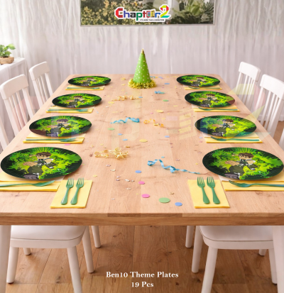 Ben 10 Theme Disposable Paper Plates 7x7 Inches – Kids Birthday Party Plates Set (Pack of 10)