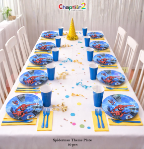 Spiderman Theme Disposable Paper Plates 7x7 Inches – Superhero Birthday Party Plates Set (Pack of 10)