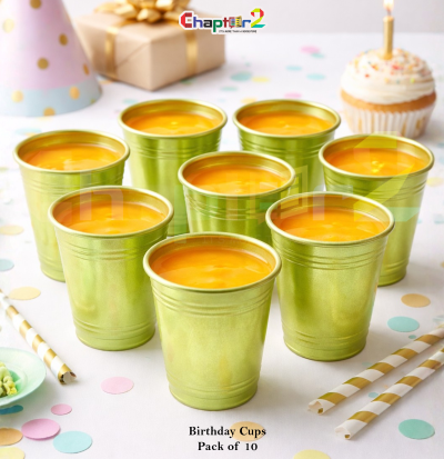 Green Disposable Plastic Party Cups – Birthday & Event Drink Cups Set (Pack of 10)