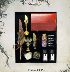 Luxury Feather Quill Ink Pen Calligraphy Gift Set with Notebook – Vintage Writing Kit (15 Pieces Set)