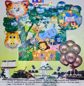 Jungle Animals Birthday Decoration Set – Safari Theme Balloon Arch Party Kit for Kids