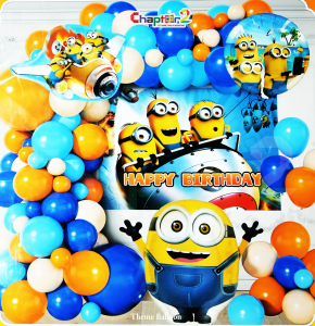 Minions Birthday Decoration Kit – Kids Cartoon Theme Balloon Party Set with Foil Balloons & Backdrop