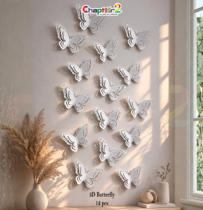 Premium 3D White Butterfly Wall Decor Set – 12 Pcs (3x4 Inch Each) | Layered Acrylic Butterfly Wall Decoration