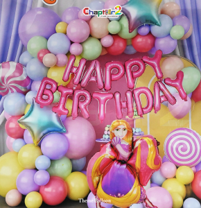 Rapunzel Princess Theme Birthday Balloon Decoration Set – Happy Birthday Foil Balloon Party Backdrop for Girls