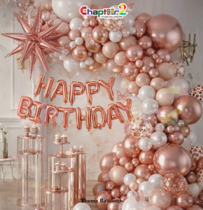 Rose Gold Birthday Balloon Decoration Set – Luxury Rose Gold Party Decoration Kit