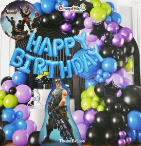 Fortnite Theme Birthday Balloon Decoration Set – Happy Birthday Gaming Party Backdrop Kit for Kids
