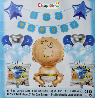 It’s A Boy Baby Shower Balloon Decoration Set – Baby Boy Banner & Balloon Party Kit (22 Pcs)