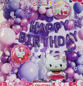 Hello Kitty Purple Birthday Decoration Set – Kitty Theme Balloon Party Kit for Girls