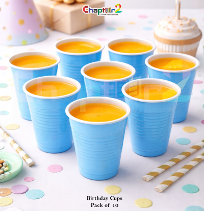 Blue Disposable Plastic Party Cups 3 Inch – Birthday & Event Drink Cups Set (Pack of 10)
