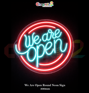 We Are Open Neon Sign 12 Inch (300mm) LED Light | Round Shop Open Sign Board Pakistan