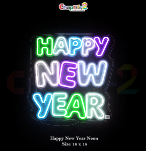 Happy New Year Neon Sign 18x18 Inch LED Light | Multicolor Party Decoration Wall Sign Pakistan