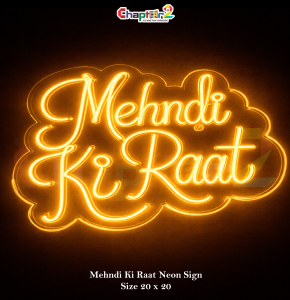 Mehndi Ki Raat Neon Sign 20x20 Inch LED Light | Wedding Mehndi Decoration Wall Sign Pakistan