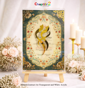 Nikah Contract Acrylic Frame 12 Inch | Transparent & White Acrylic Nikkah Nama Display Stand Pakistan