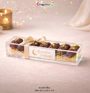 Mini Transparent Acrylic Dates Box 6.5x2.2x1.2 Inches – Ramadan Mubarak Gift Box, Date Packaging Box & Premium Eid Gift Packaging in Pakistan