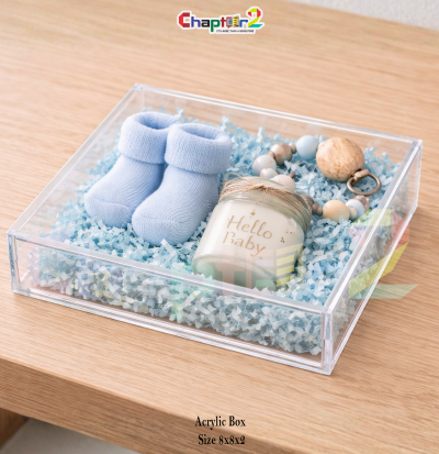 Transparent Acrylic Gift Box 8x8x2 Inch – 3mm Clear Acrylic Display Box