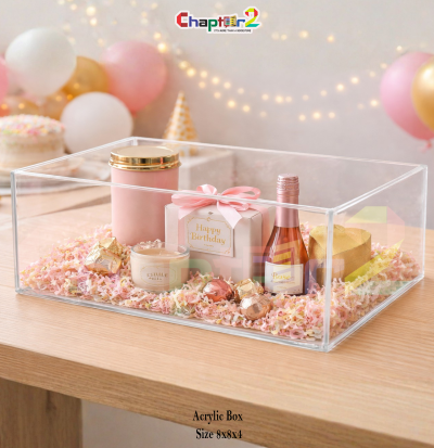 Transparent Acrylic Gift Box 8×8×4 Inch – 3mm Clear Acrylic Hamper Display Box