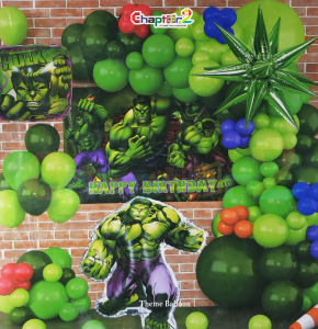Hulk Theme Birthday Balloon Decoration Set – Superhero Party Backdrop Kit