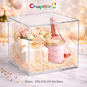 Premium Transparent Acrylic Cube Box 10x10x10 Inches – Luxury Gift Hamper Box, Display Box & Event Decoration Box in Pakistan