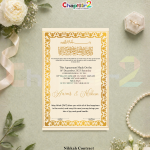 Customized Luxury Golden Floral Nikkah Contract with Frame – Islamic Marriage Certificate for Bride & Groom 💍 - a3