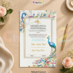 Customized Royal Peacock Nikkah Contract with Frame – Luxury Islamic Marriage Certificate for Bride & Groom 💍 - a3