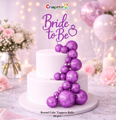 Purple Glitter Cake Decoration Balls Set – 20pcs Round Cake Topper Balls for Birthday, Engagement & Party Decor