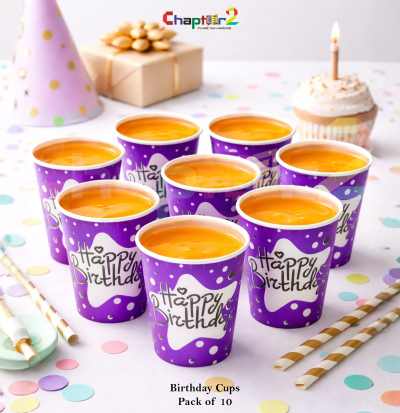 Happy Birthday Party Cups 3 Inch Pack of 10 – Disposable Purple Birthday Cups for Kids Party Decor