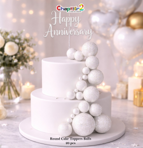 White Glitter Cake Decoration Balls Set – 20pcs Round Cake Topper Balls for Birthday, Wedding & Party Decor