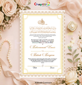 Personalized Luxury Gold Nikkah Contract – Elegant Islamic Marriage Certificate | Premium White & Gold Wedding Keepsake ✨🕌