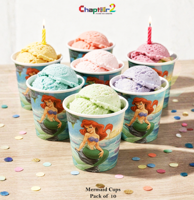 Mermaid Theme Party Cups 3 Inch Pack of 10 – Disposable Kids Birthday Cups for Under the Sea Party Decor